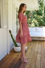 Load image into Gallery viewer, Dohar Cap Sleeve Red Button Front Dress