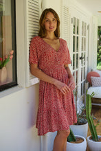 Load image into Gallery viewer, Dohar Cap Sleeve Red Button Front Dress