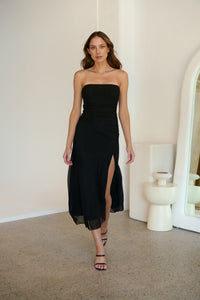Artula Strapless Black Mesh Evening Dress