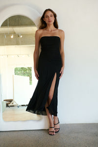 Artula Strapless Black Mesh Evening Dress