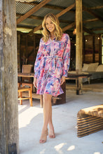 Load image into Gallery viewer, Nala Collared Pink/Purple Floral Print Belted Dress