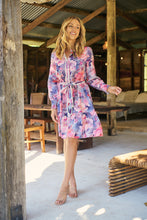 Load image into Gallery viewer, Nala Collared Pink/Purple Floral Print Belted Dress