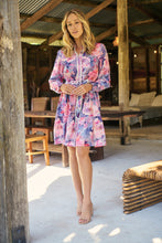 Load image into Gallery viewer, Nala Collared Pink/Purple Floral Print Belted Dress