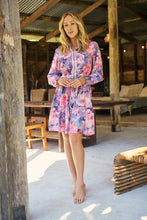 Load image into Gallery viewer, Nala Collared Pink/Purple Floral Print Belted Dress