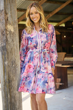 Load image into Gallery viewer, Nala Collared Pink/Purple Floral Print Belted Dress