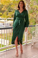 Load image into Gallery viewer, Christine Satin Forrest Green Evening Dress