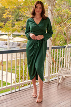 Load image into Gallery viewer, Christine Satin Forrest Green Evening Dress