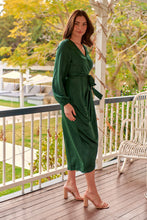 Load image into Gallery viewer, Christine Satin Forrest Green Evening Dress