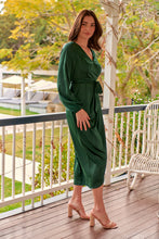 Load image into Gallery viewer, Christine Satin Forrest Green Evening Dress