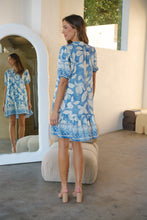 Load image into Gallery viewer, Rosie Baby Blue/White Bold Print Smock Dress