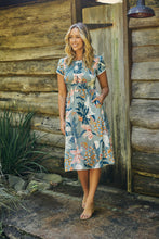 Load image into Gallery viewer, Tonya Sage Floral Print Shirred Midi Dress