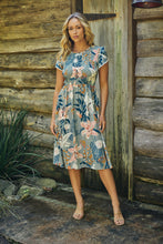 Load image into Gallery viewer, Tonya Sage Floral Print Shirred Midi Dress
