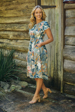 Load image into Gallery viewer, Tonya Sage Floral Print Shirred Midi Dress