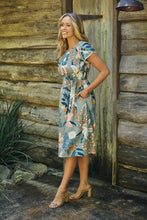 Load image into Gallery viewer, Tonya Sage Floral Print Shirred Midi Dress