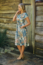 Load image into Gallery viewer, Tonya Sage Floral Print Shirred Midi Dress
