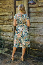 Load image into Gallery viewer, Tonya Sage Floral Print Shirred Midi Dress