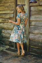 Load image into Gallery viewer, Tonya Sage Floral Print Shirred Midi Dress