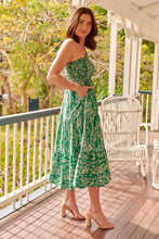 Load image into Gallery viewer, Malia One Shoulder Green Floral Shirred Dress