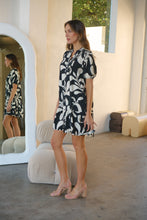 Load image into Gallery viewer, Rosie Black/Cream Bold Print Smock Dress