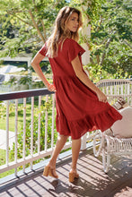 Load image into Gallery viewer, Portia Maroon Button Front Linen Smock Dress