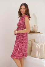 Load image into Gallery viewer, Maggie Red/White Ditsy Print Midi Dress