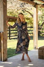 Load image into Gallery viewer, Leila Navy Print Tie Waist Chiffon Dress