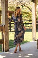 Load image into Gallery viewer, Leila Navy Print Tie Waist Chiffon Dress