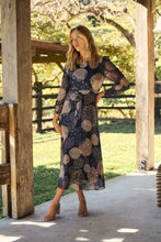 Load image into Gallery viewer, Leila Navy Print Tie Waist Chiffon Dress