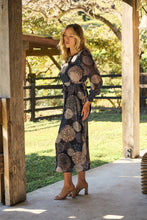 Load image into Gallery viewer, Leila Navy Print Tie Waist Chiffon Dress