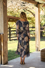 Load image into Gallery viewer, Leila Navy Print Tie Waist Chiffon Dress