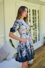 Load image into Gallery viewer, Isabel Black/Multi Wildflower Print Short Sleeve Button Up Faux Linen Dress