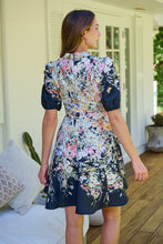 Load image into Gallery viewer, Isabel Black/Multi Wildflower Print Short Sleeve Button Up Faux Linen Dress