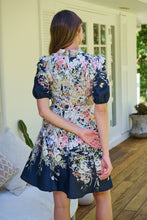 Load image into Gallery viewer, Isabel Black/Multi Wildflower Print Short Sleeve Button Up Faux Linen Dress