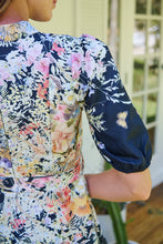 Load image into Gallery viewer, Isabel Black/Multi Wildflower Print Short Sleeve Button Up Faux Linen Dress