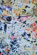 Load image into Gallery viewer, Isabel Black/Multi Wildflower Print Short Sleeve Button Up Faux Linen Dress