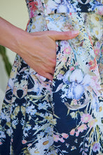 Load image into Gallery viewer, Isabel Black/Multi Wildflower Print Short Sleeve Button Up Faux Linen Dress