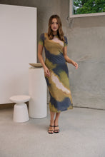 Load image into Gallery viewer, Jaya Mesh Cap Sleeve Green/ Black Bodycon Dress