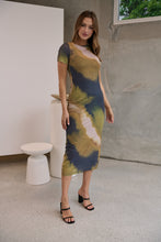 Load image into Gallery viewer, Jaya Mesh Cap Sleeve Green/ Black Bodycon Dress