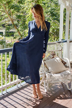 Load image into Gallery viewer, Azalia Navy V Neck Long Sleeve Evening Dress