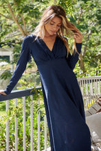 Load image into Gallery viewer, Azalia Navy V Neck Long Sleeve Evening Dress