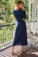 Load image into Gallery viewer, Azalia Navy V Neck Long Sleeve Evening Dress