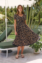 Load image into Gallery viewer, Carina Button Front Navy/Tan Geo Print Summer MIDI Dress