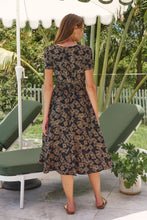 Load image into Gallery viewer, Carina Button Front Navy/Tan Geo Print Summer MIDI Dress