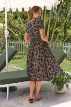 Load image into Gallery viewer, Carina Button Front Navy/Tan Geo Print Summer MIDI Dress