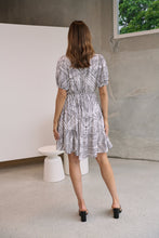 Load image into Gallery viewer, Hadley White/Black Abstract Print Frill Smock Dress