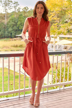 Load image into Gallery viewer, Alma Midi Rust Linen Look Zip Front Dress