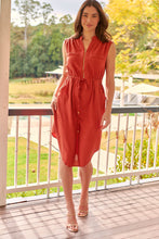 Load image into Gallery viewer, Alma Midi Rust Linen Look Zip Front Dress