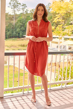 Load image into Gallery viewer, Alma Midi Rust Linen Look Zip Front Dress