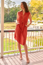 Load image into Gallery viewer, Alma Midi Rust Linen Look Zip Front Dress