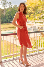 Load image into Gallery viewer, Alma Midi Rust Linen Look Zip Front Dress